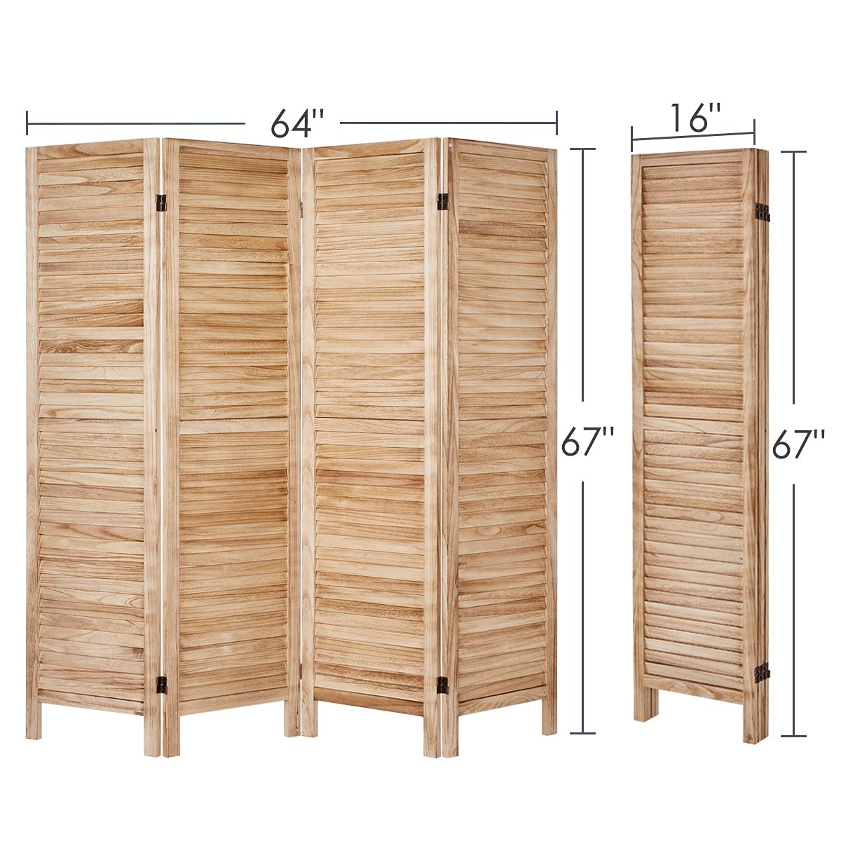 Rose Home Fashion RHF 4 Panel 5.6 Ft Tall Wood Room Divider, Wood
