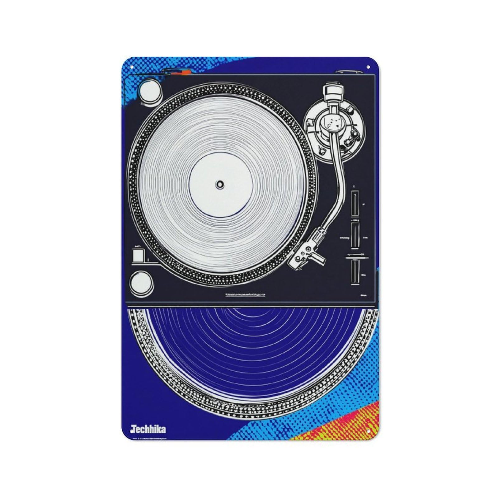 Junmoney Turntable Art Music's Timeless Fusion Metal Wall Plaque With Design 30X20cm, Retro Small Space Decor For Flat, Dorm Room, Lounge Or Cafe