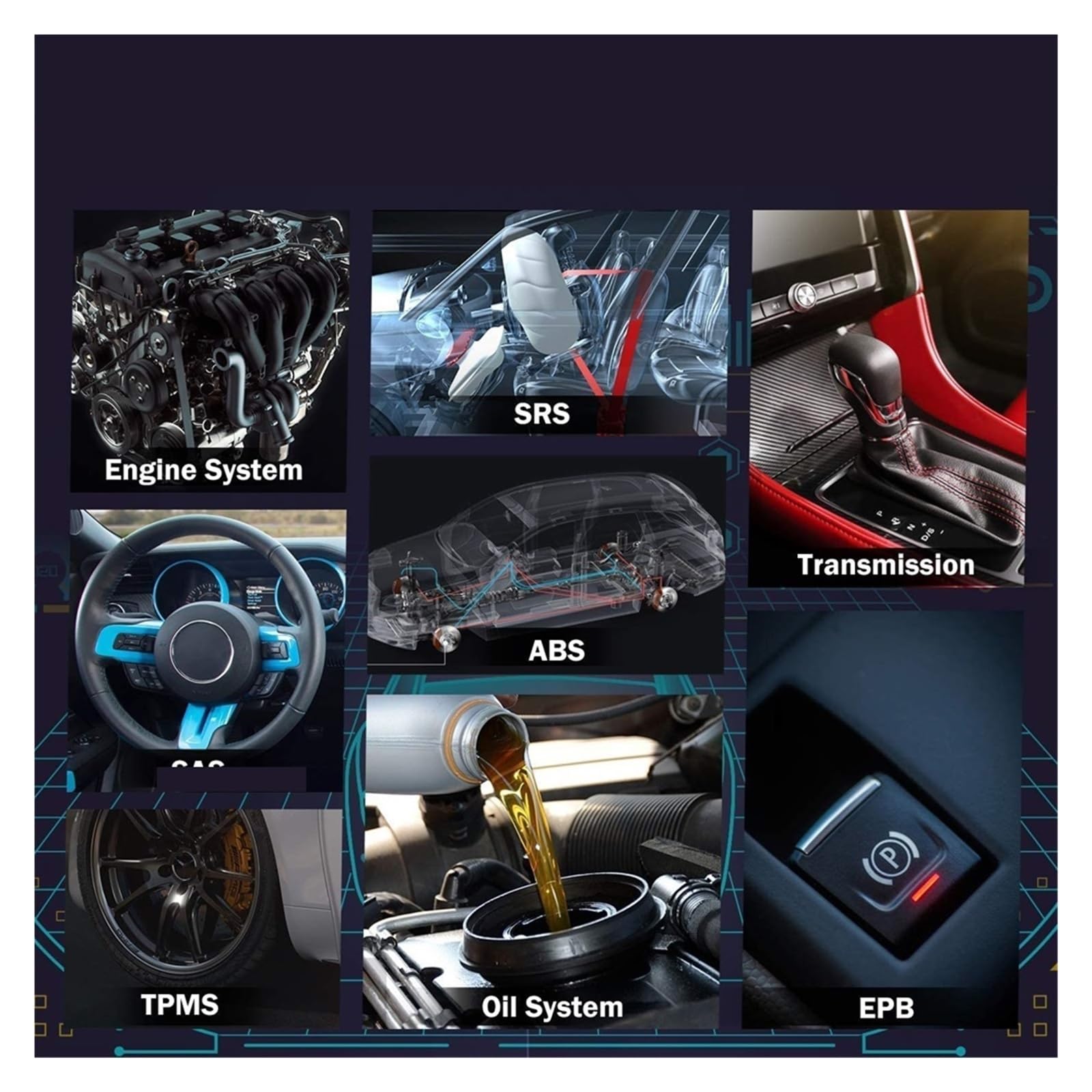 Skaner OBD2 Pełny system Czytnik kodów OBD 2 z silnikiem ABS SRS EPB/przepustnica Reset oleju Narzędzie diagnostyczne samochodu,Przyjazny dla użytkownika