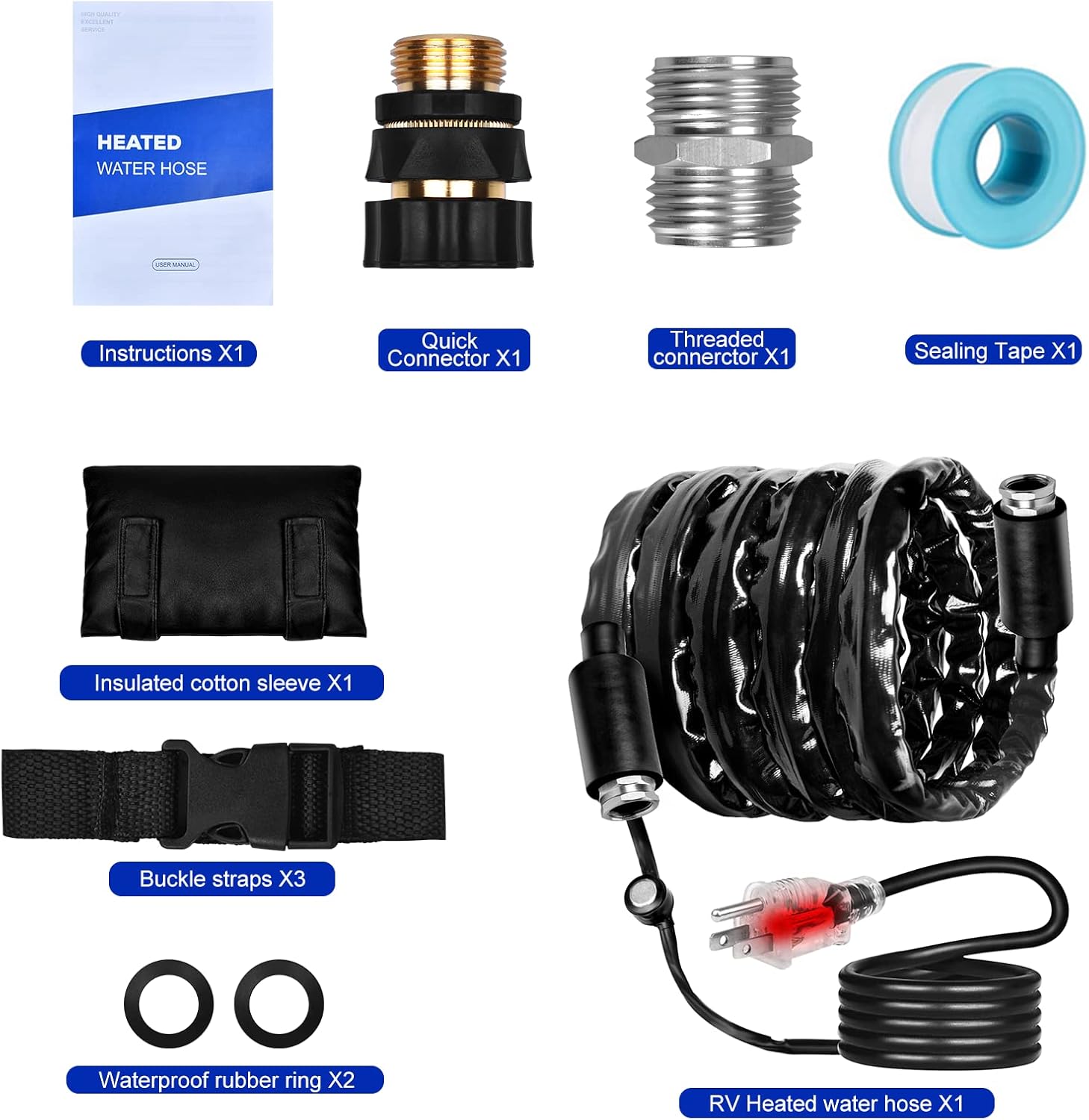 Erarrow 30FT Heated Drinking Water Hose for RV, 5/8 Inch Inner Diameter Garden Water Hose Withstand Temperatures Down to-45°F with Energy Saving Thermostat, Lead and BPA Free : Automotive