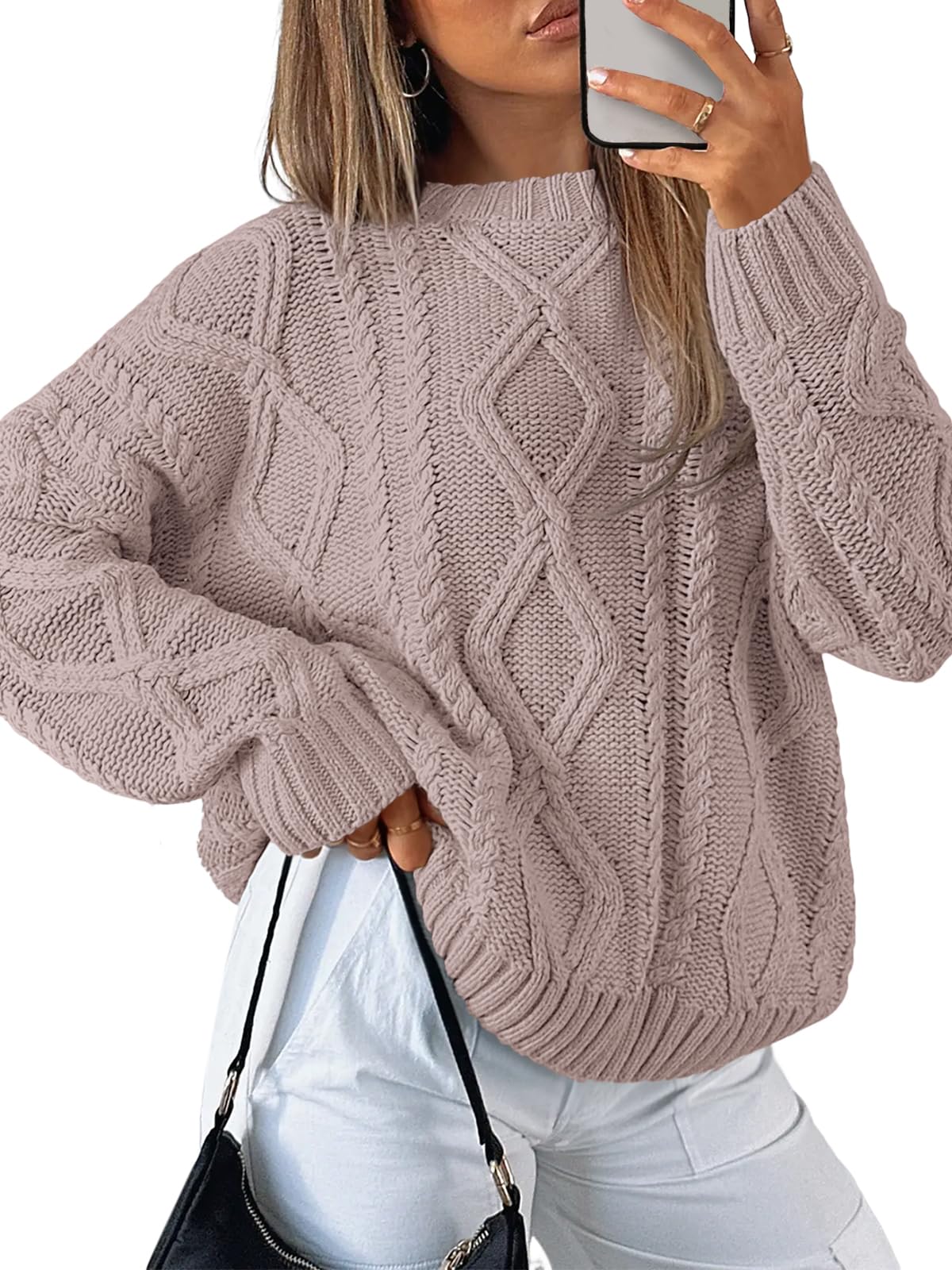 Trendy Queen Women's Oversized Cable Knit Sweaters 2026 Fall Outfits | Quiet Luxury Style, Chunky Knit Texture, Winter Holiday Outfit, Easy Layering Piece, Fall Fashion Staple