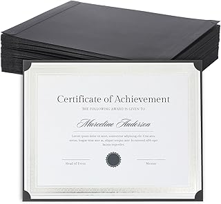 Single Sided Certificate Holders for Letter Size, 8.5 x 11 Bulk Award Certificate Cover for Graduation,Diploma, Documents, Marriage,Employee Appreciation, School,Office, Business (Black, 50CT)