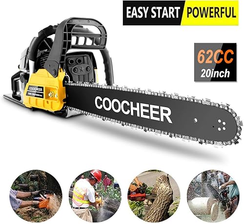 Miniatura 8 de COOCHEER Motosierras de gas de 62 CC, motosierra de gasolina de 2 tiempos de 20 pulgadas y 3.5 HP con tocones de árboles, extremidades, tala de