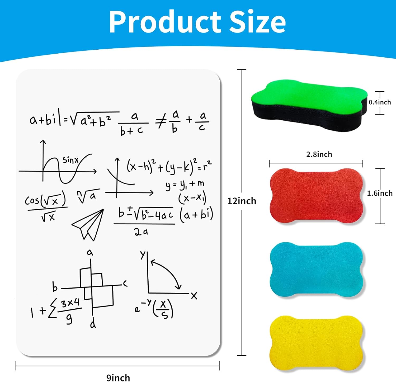 OSIMIG 26 Pack Small White Board Dry Erase, Mini Dry Erase Board 9" x12”, Double Sided Personal Whiteboards with 26 Erasers, White Boards for Students Teachers School Supplies