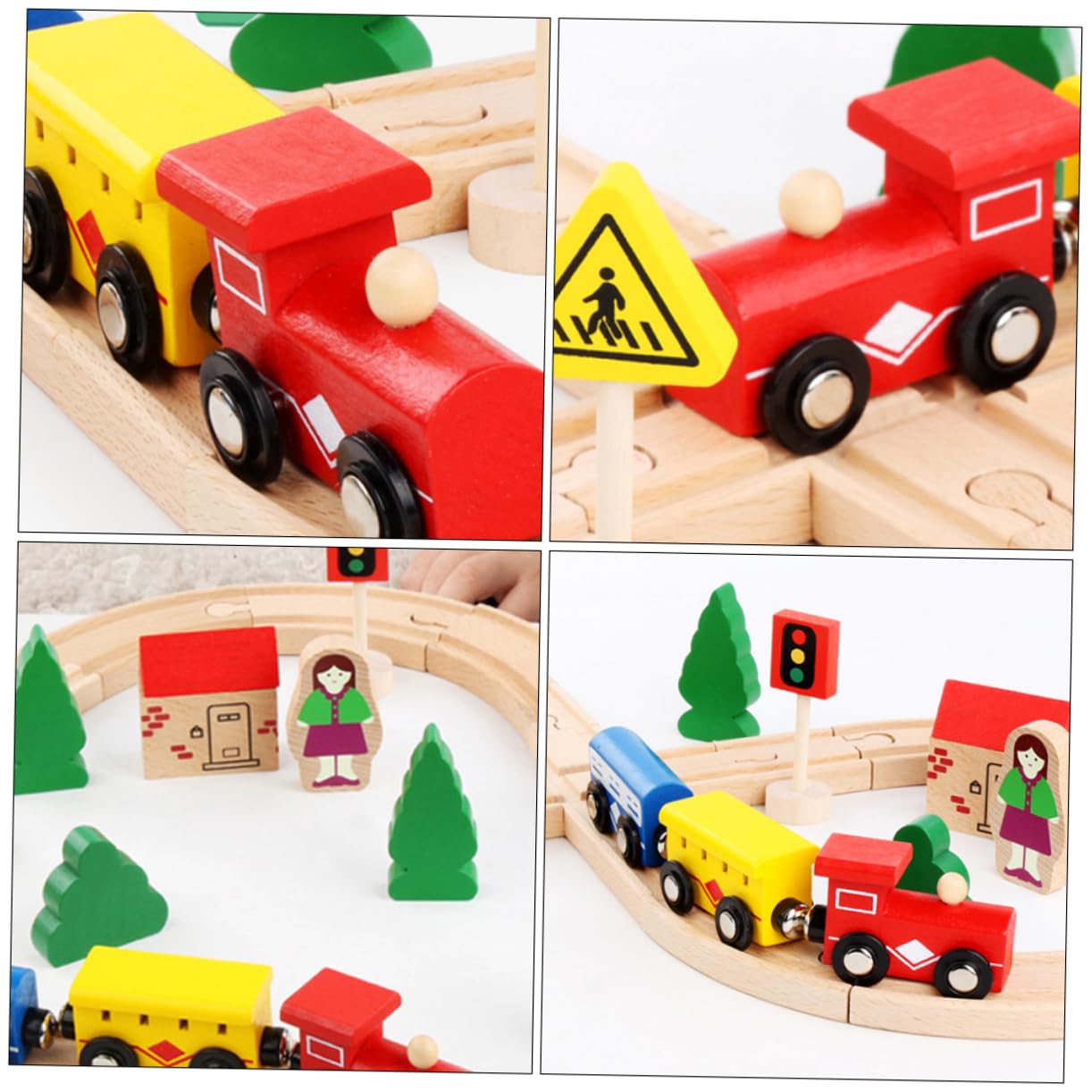 INOOMP Puzzle Per Ragazzo Ragazza in Legno Giocattoli Educativi Per Ragazzo Ragazza Puzzle Binario Del Treno e Alcuni Vagoni Set Di Vagoni Ferroviari in Legno Di Faggio in Continua Evoluz