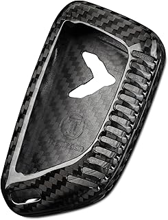 T-carbon Real Carbon Fiber Key Fob Cover for Chevrolet Corvette C8 Key Fob Cover Case High Gloss Fnish Key Fob Protector Fit for Chevrolet Corvette C8 2020 2021 2022 Smart Remote Key Fob(Black)
