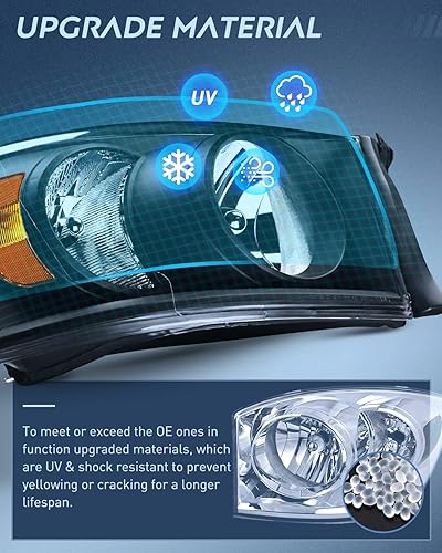 Miniatura 6 de Nilight Conjunto de faros delanteros Dodge Ram 2007 2008 2009, paquete de 2 compatibles con Dodge Ram 1500 2006-2008 2006-2009 Dodge Ram 2500 3500