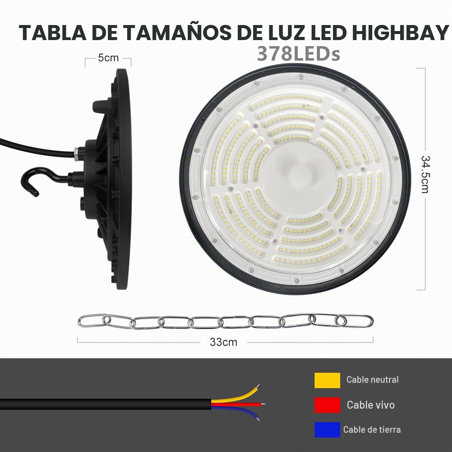 300W Focos Led Interior Techo, 30000LM Naves Industriales LED IP65 Campana Industrial UFO Foco LED Taller Lámpara para Fábricas, Aeropuerto, Patio, Restaurante