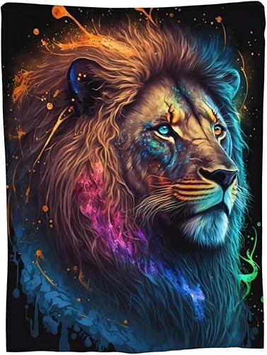 LWDZLHD Manta de león para adultos, mullida, ligera, súper suave, cálida, acogedora, de franela de felpa para decoración de cama, sofá o silla, 60 x