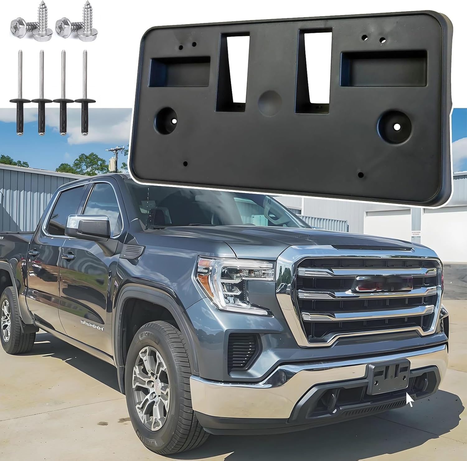 Front License Plate Frame for GMC Sierra 1500 2019 2020 2021 2022 Front Bumper License Plate Holder Mounting Bracket Replace # 84428907 GM1068198