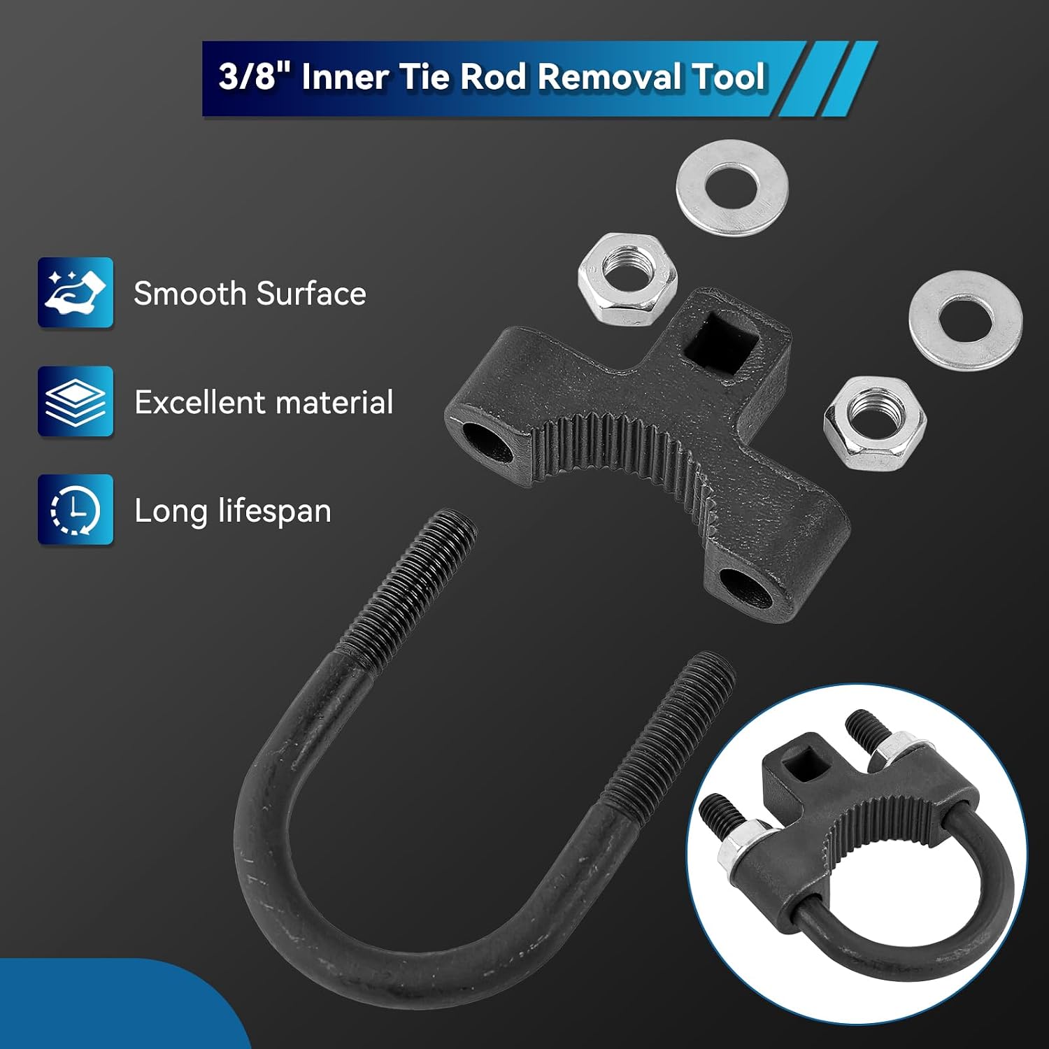 Universal Inner Tie Rod Removal Tool 3/8" Low Profile Tool 30-42mm with Non-Slip Teeth for Easy Inner Rod Removal Installation for Car Truck Vehicle Automotive Repair
