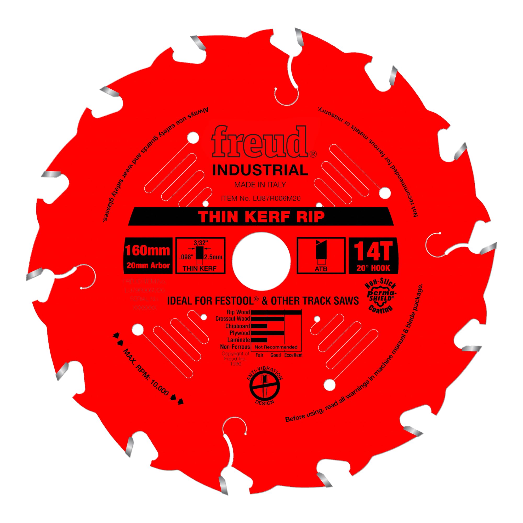 Freud LU87R006M20: 160mm Thin Kerf Rip Blade