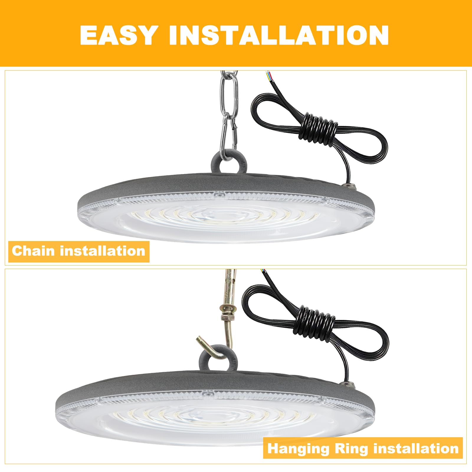 UFO LED Industrial Reflektor LED 150 W, 15000LM UFO LED Industrial Statki Przemysłowe, 6500K Wodoodporny IP65 Przemysłowy reflektor LED do patio, garażu, fabryki, warsztatu