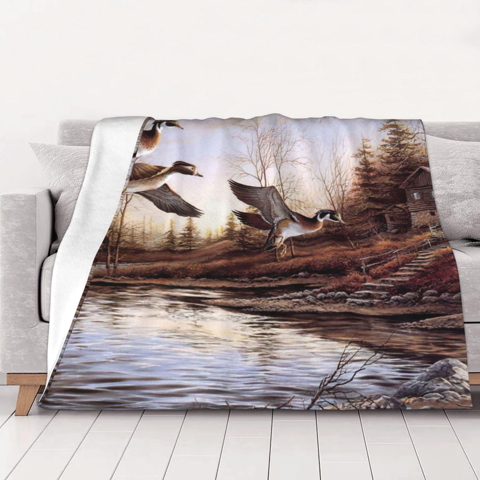 Couverture en flanelle canards colverts contre le froid – Plaid canapé doux