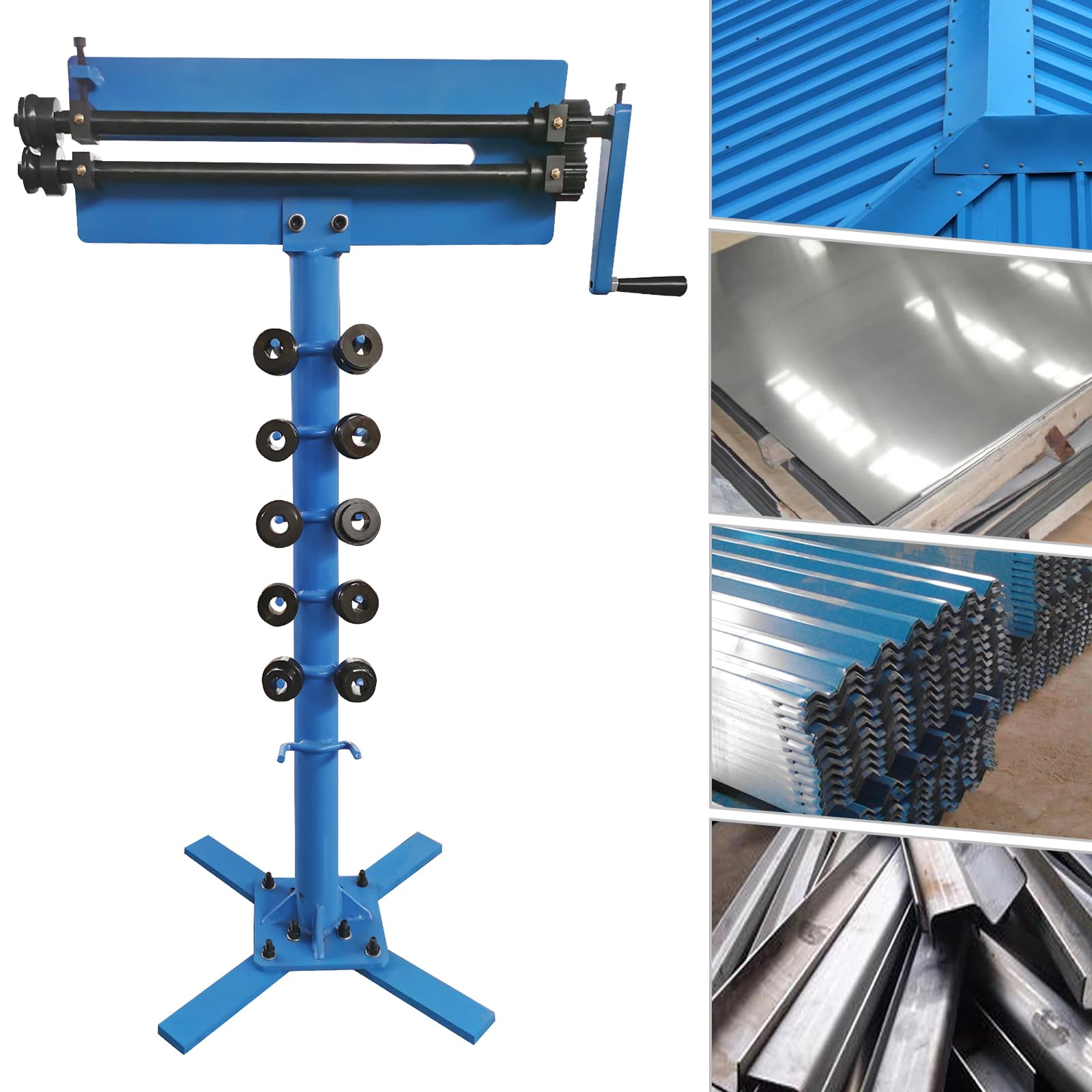 Manual Bead Roller Sheet Metal Bead Roller Machine with 6 Dies Set, Industrial Cast-Iron Metal Beads Roller Rotary Forming Machine for Beading, Wiring, Flanging, Elbow Bending