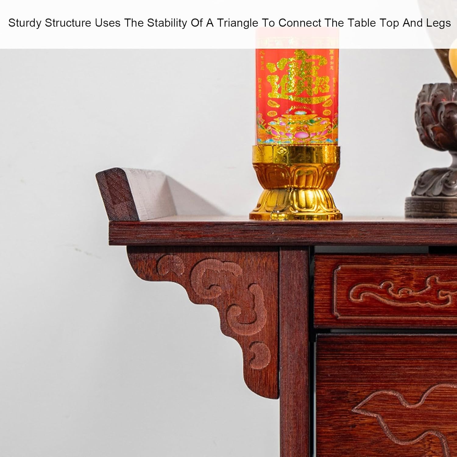 Buddhist Altar Table, with Pull Out Storage Board and Drawer, Bamboo Meditation Alter Tables, for Prayer Spiritual Rituals(50 * 120cm/19 * 47'')