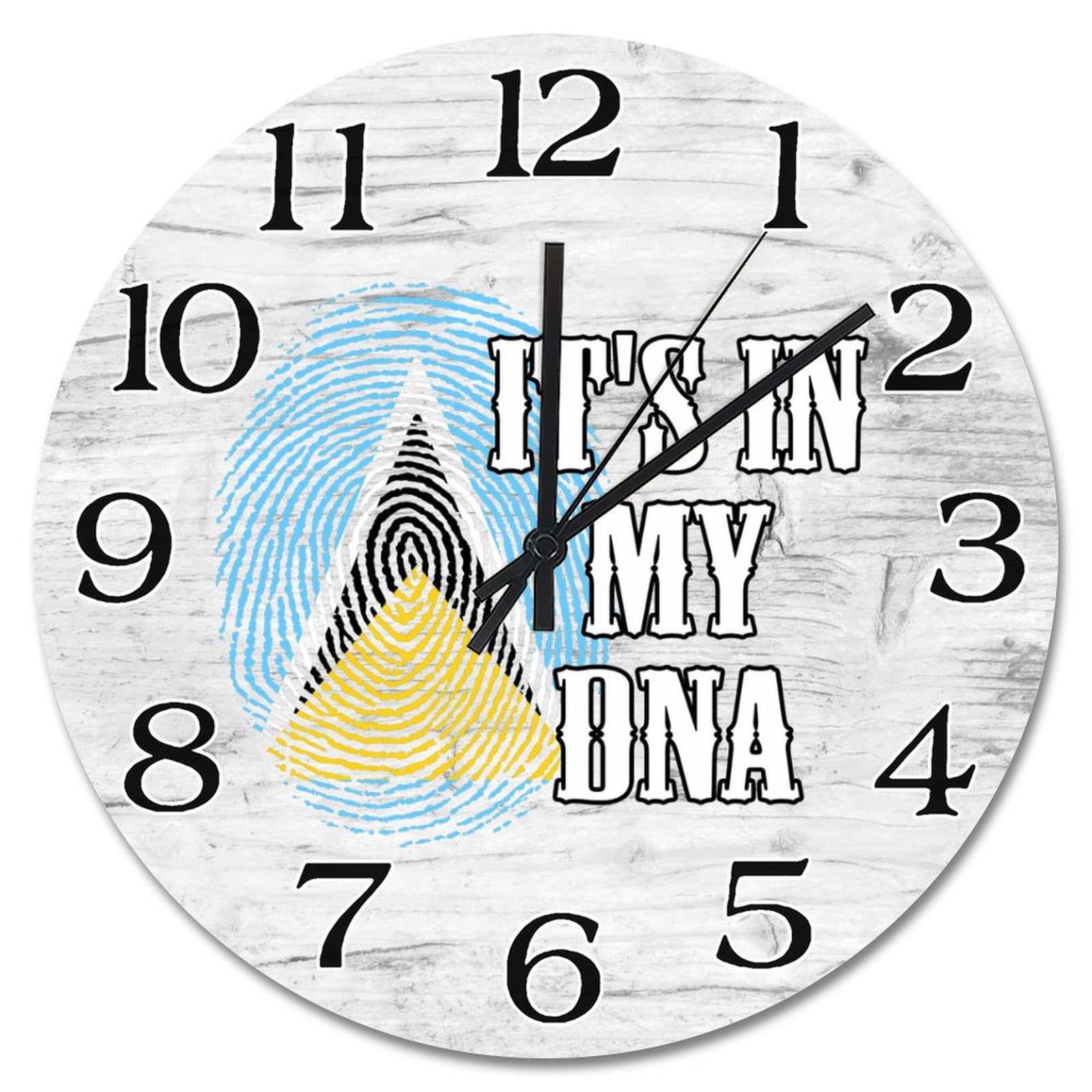Horloge murale drapeau Sainte-Lucie 38 cm à piles pour salon et chambre