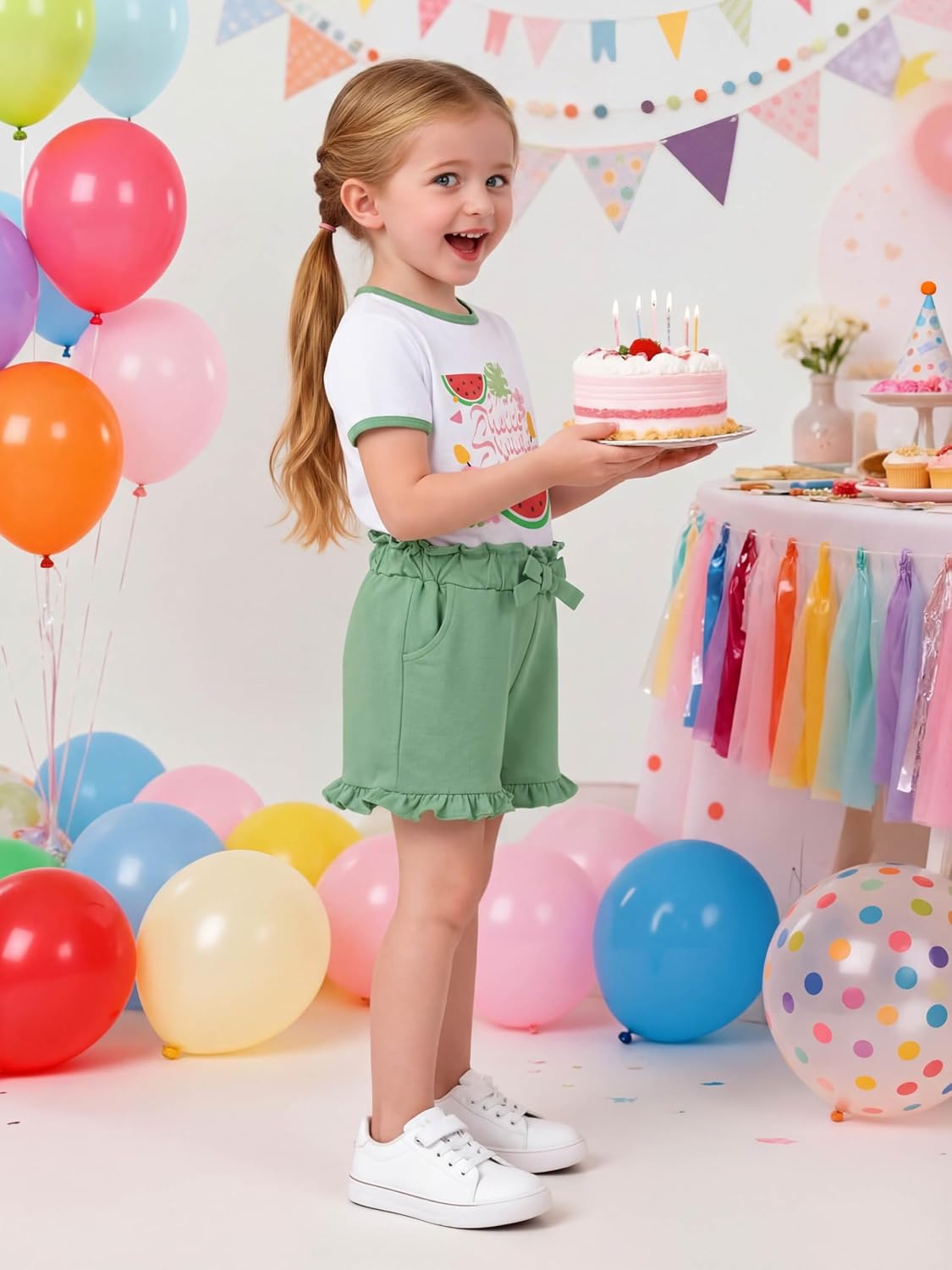 Resinta Toddler Baby Girl Summer Outfit Cotton T Shirt and Shorts Set Cute Casual Top Tee Shorts Pant Girls Clothes Set - Image 6