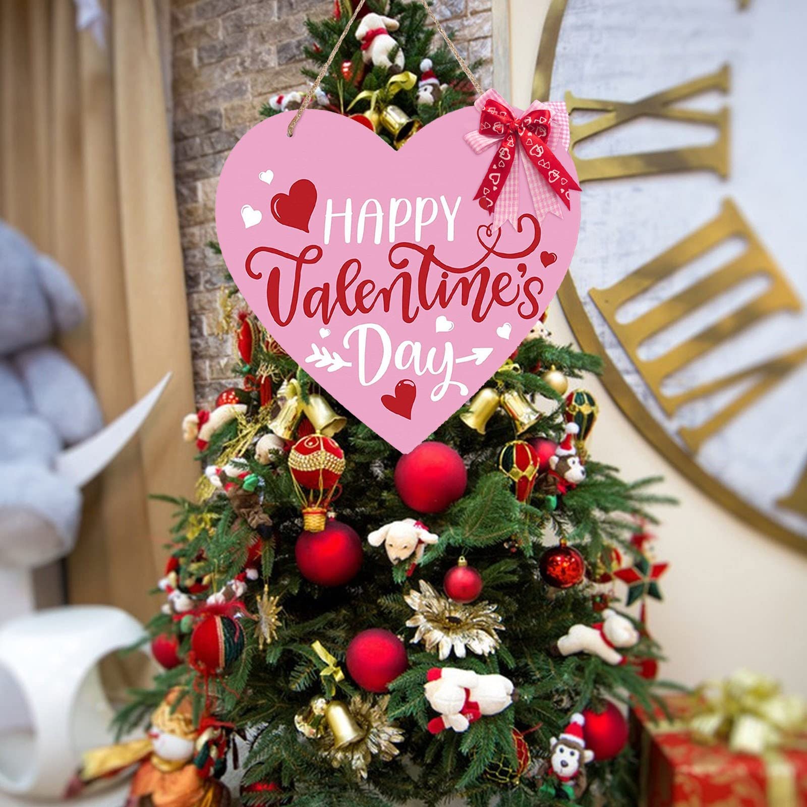 Decorazione da parete in legno a forma di cuore con scritta Happy Valentine's Day, per San Valentino, matrimonio, festa, anniversario, decorazione per la casa, San Valentino