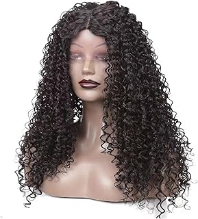 24 Inch Synthetic Kinky Curly Wigs for Women 13X1 Deep Wave Lace Front Wigs T-Part 4.5" Deep Part Lace 180% Density Wigs Synthetic Lace Front Wigs (24 Inch(Pack of 1), Natural Black)