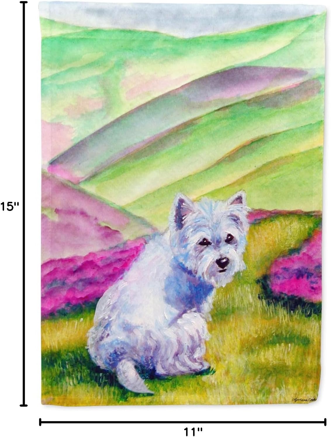 Caroline's Treasures 7429GF Westie Long Road Ahead Garden Flag Mailbox Flag Decorative Yard Flag Banner Outside Patio Artwork Yard Flower Beds, Garden Size, Multicolor