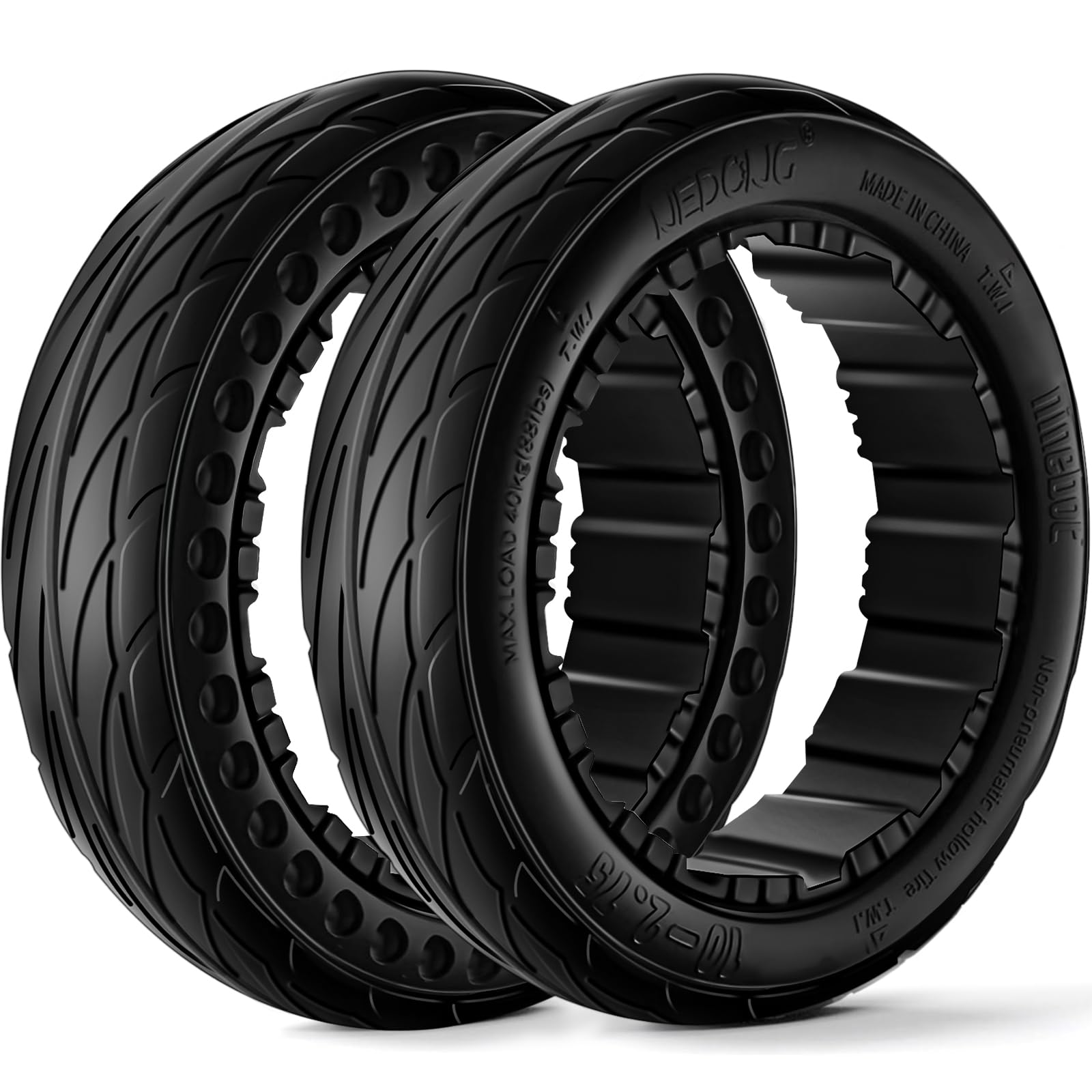 2PCS 10-2.75 Quick Release Drift Tires for Ninebot Gokart Pro/Pro 2, Original Solid Tires for Segway Ninebot S Max, Rear Tire for Ninebot Gokart (with Ninebot S Max) and Ninebot Gokart Lamborghini