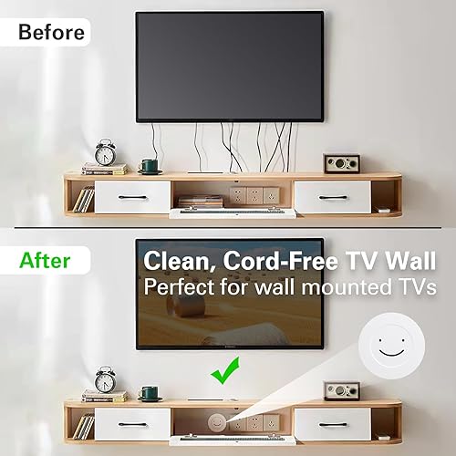 Miniatura 5 de Kit de organización de cables en pared, paso de cables de apertura grande (se adapta a más de 5 cables), paquete de 2 ojales de pared para ocultar