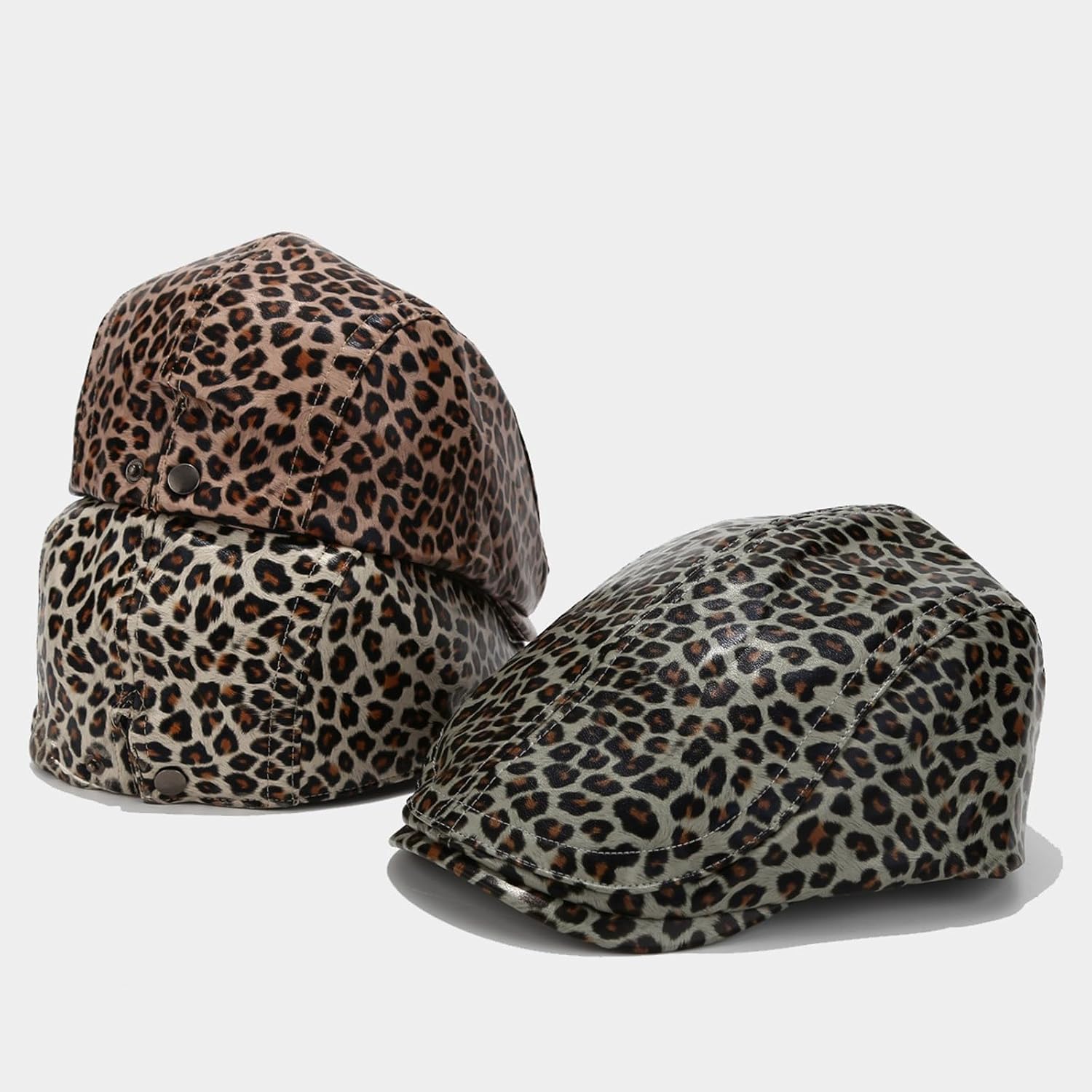 Trendy Berets Unisex Headwear Accessory for Women Men Cabbie Hat for Driving Outdoor Leopard Print Hat