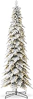 Vista 194 de Glitzhome Prelit Christmas Tree, 6ft Flocked Artificial Christmas Tree Serene Snowscape Fir with 300 Warm White Lights for Home, Office, Party