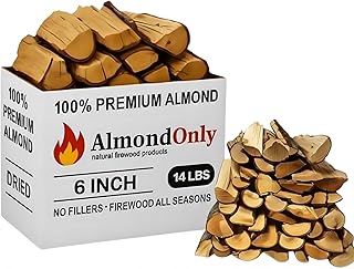 Almond Wood 6 inch Pizza Oven Wood Logs - 100% Roasted Almond Hardwood Logs - Ideal for Solo Mesa Stoves, Fire Pizza Oven, Brazilian Churrasco Grills, BBQ Grills - Longer & Hotter Burn (14 lbs)