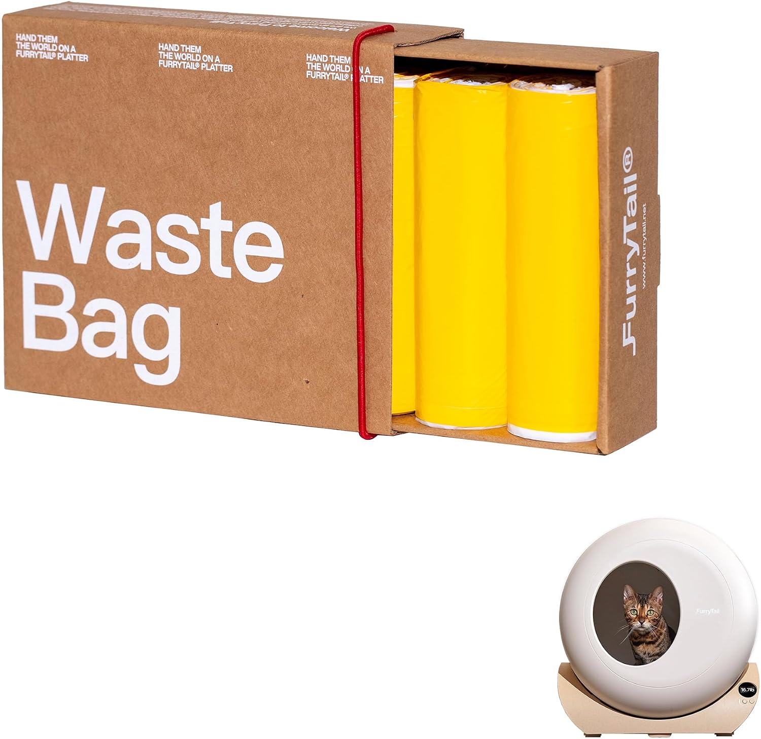 FurryTail Waste Bag Refills for Automatic Cat Litter Box Pro, 4 Rolls (80 Count), Heavy Duty & Leak-Proof Liners, Strong & Tear-Resistant Waste Bags