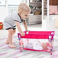 Vista 2 de JIZHI Cuna Reborn para muñecas, cama de muñeca de bebé, juguete plegable para muñecas de 18 pulgadas, accesorios de muñeca Reborn con bolsa