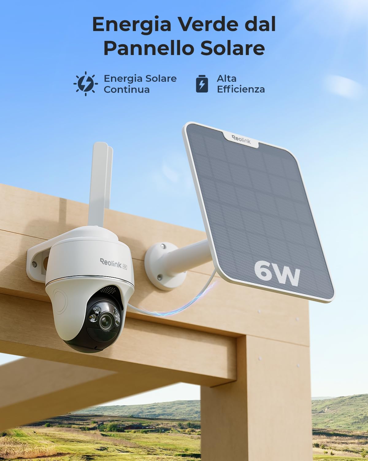 Reolink 3G/4G LTE Telecamera Sim da Esterno Senza Fili, 4K/8MP 360° PTZ Telecamera Batteria con Pannello Solare + 32G SD Card, Rilevamento Smart, Audio a 2 Vie, Visione Notturna a Colori, Go PT Ultra