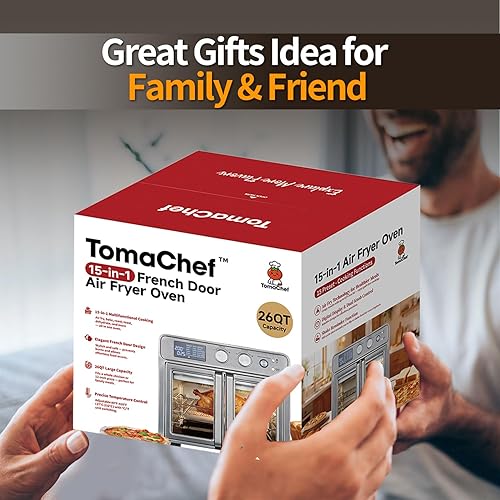Miniatura 6 de Combo de horno tostador y freidora de aire para puerta francesa, 26 cuartos de galón extra grande, 15 funciones de cocción incluyendo asador y