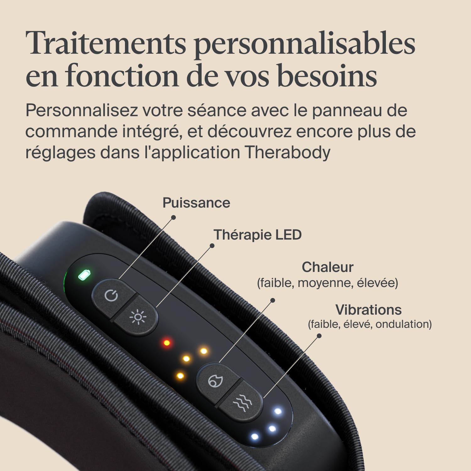 ThermBack LED de Therabody - Ceinture Dorsale 4-en-1 avec Chaleur, Infrarouge, Vibrations et LED pour un Soulagement Ciblé et Efficace des Douleurs Lombaires