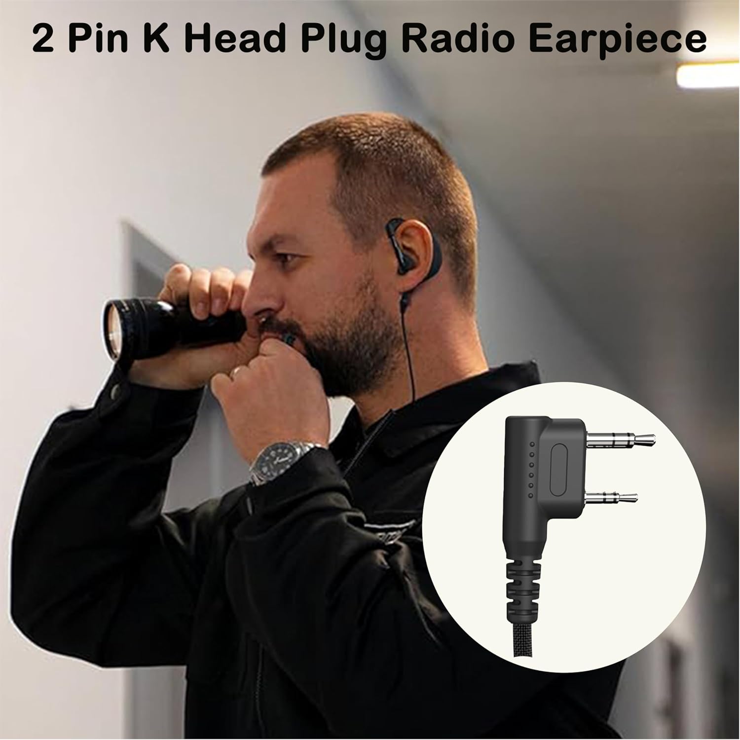 SAMCOM 2 Pin Headset with Mic Original FPCN30A FPCN10A Two Way Radio Replacement Ear Piece with Big PTT Button,Single Wire Soft Ear Hook Walkie Talkie Earpiece,1 Pack - Image 7