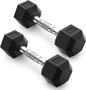 PAPABABE HEX Dumbbell Set 2.5-125lb, Rubber Encased Home Gym Dumbbells, Exercise & Fitness Weights Dumbbells for Women & Men, Hand Weight for Strength Training