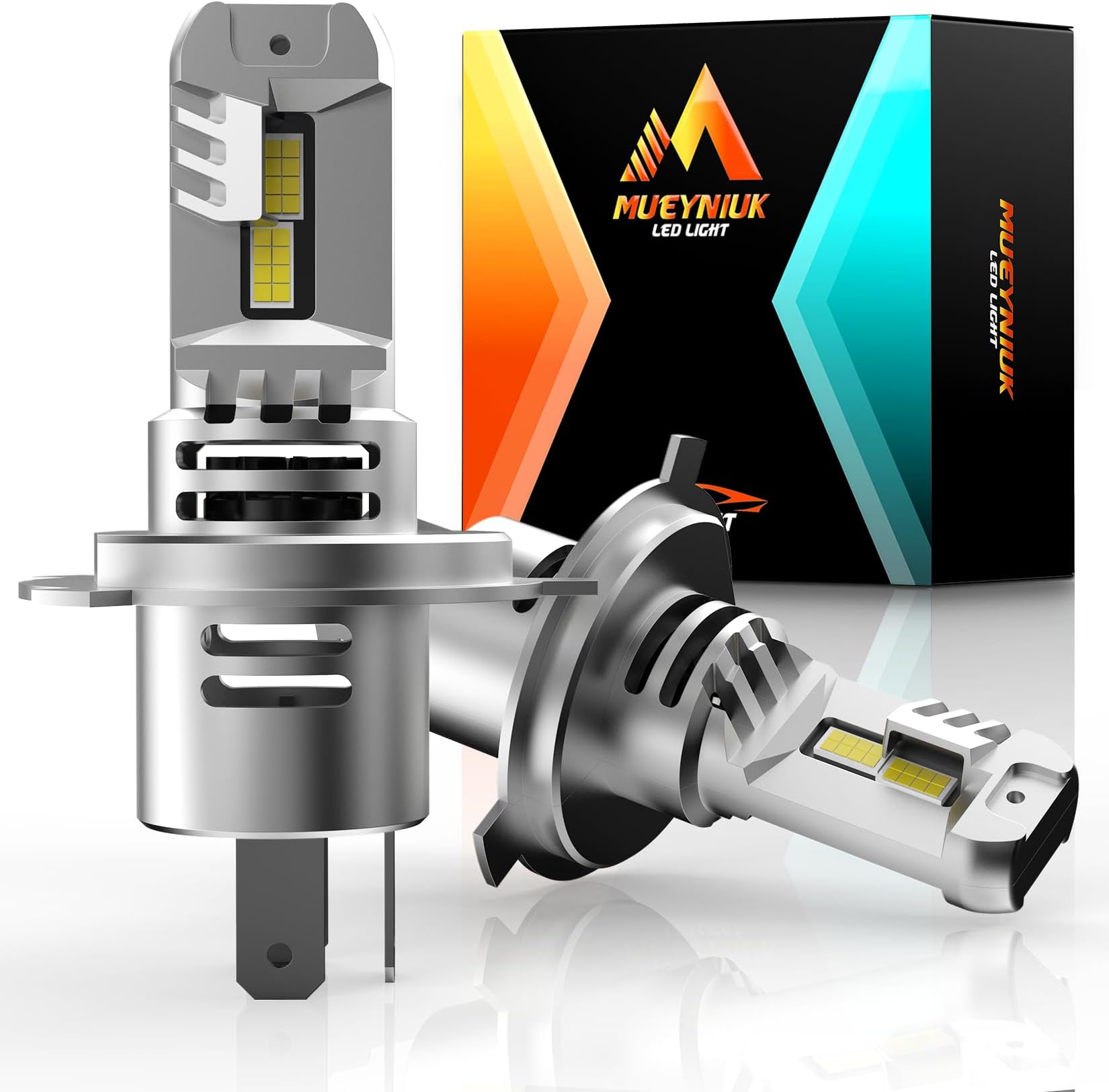 MUEYNIUK H4 led headlight bulb, 26000LM 6500K, 500% Super Brighter H4 ...