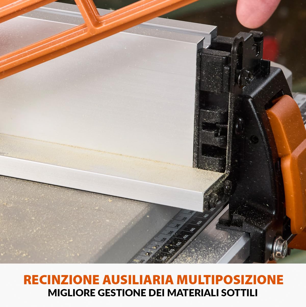 Evolution Power Tools R255TBL+ Sega Da Banco (La Prossima Generazione Rage 5-S) Lama Da Taglio Multimateriale Inclusa Taglia Legno Metallo Plastica, Smusso A 45°, Angolo Obliquo +/- 60°, 1800w