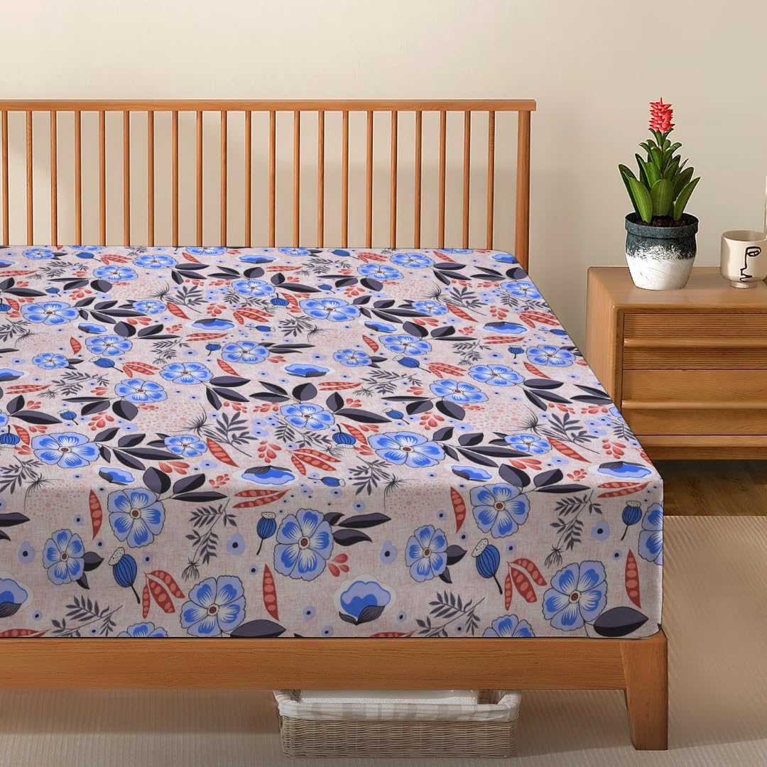 EverSoft Bedding 1PCS Floral Fitted Sheet Small Double Size Extra Deep 35cm Pocket 4ft Soft Breathable Printed Mattress Cover