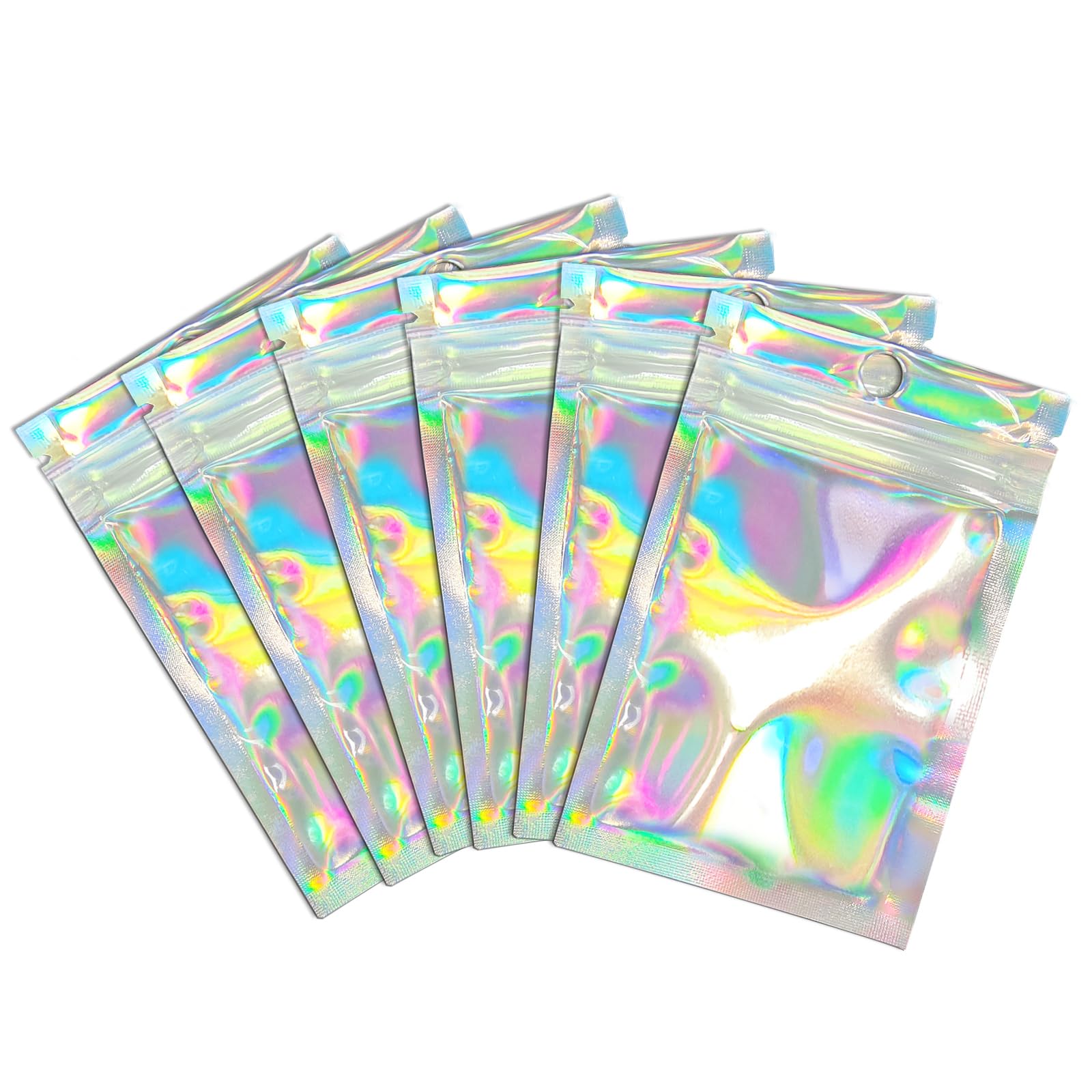 Resealable Foil Pouch Bag [100 PCS ] Great for Party Favor Food Storage (Holographic Color, 3 x 4 Inch)
