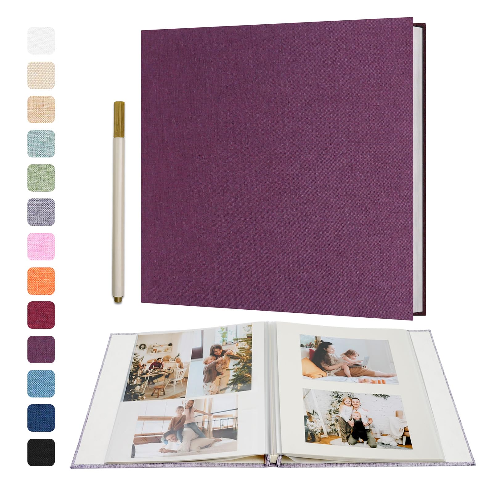 Vienrose Purple Large Photo Album Self Adhesive For 4X6 8X10 10X12 Pictures Scrapbook Album Diy Scrap Book 40 Sticky Pages With A Metallic Pen