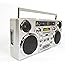 GPO Brooklyn 1980S-Style Portable Boombox - CD Player, Cassette Player, FM Radio, USB, Wireless Bluetooth Speaker - Silver