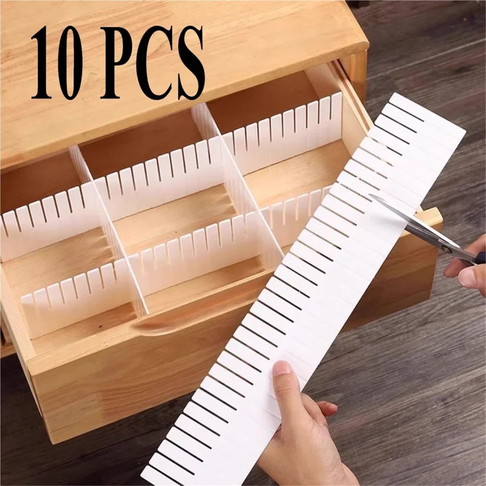 Separateur Tiroirs Séparateurs de tiroirs réglables Premium, 10 pièces, organisateur rangement Durable for chaussettes cosmétiques, sous-vêtements