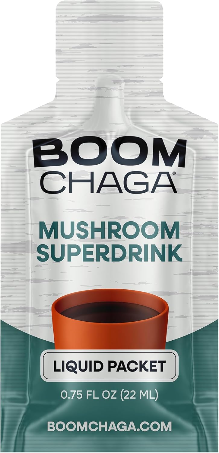 Mushroom Superdrink | Chaga Mushroom Extract Liquid Concentrate with Antioxidants for Immunity Boost, Beta-Glucans for Heart Health, Oxalate-Free, 31 Single-Serving Packets