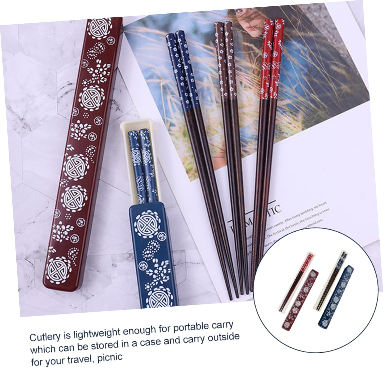 Cabilock 2 Ensembles Baguettes de Rangement Baguettes Japonaises pour Maison Voyage Restaurants