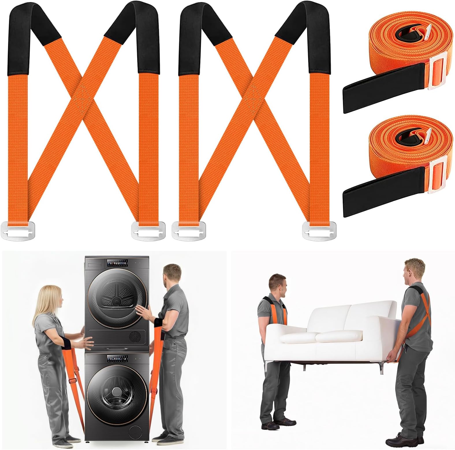Shoulder Dolly Moving Straps, 2-Person Lifting and Moving System with Thickened Pads, Adjustable Furniture Lifting Straps for Moving Appliances Mattresses Moving Straps for Lifting up to 800lbs