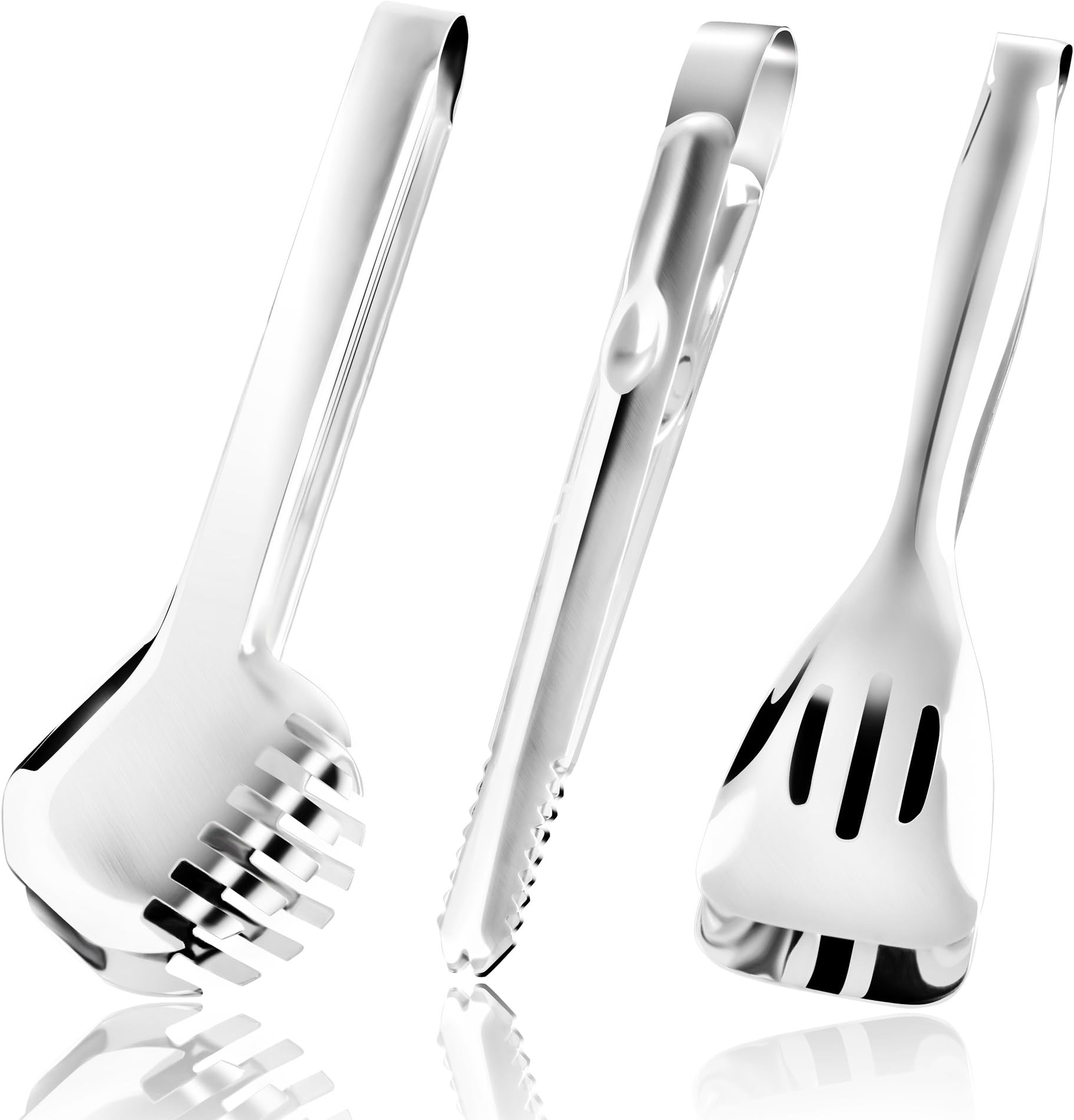 Joy Looker JT01 Premium 100% Stainless Steel Food Tongs Set of 3 Flatware Buffet Tongs 10 Inch Meat Tongs 9.5 Inch Salad Tongs 9.5 Inch Ice Tongs