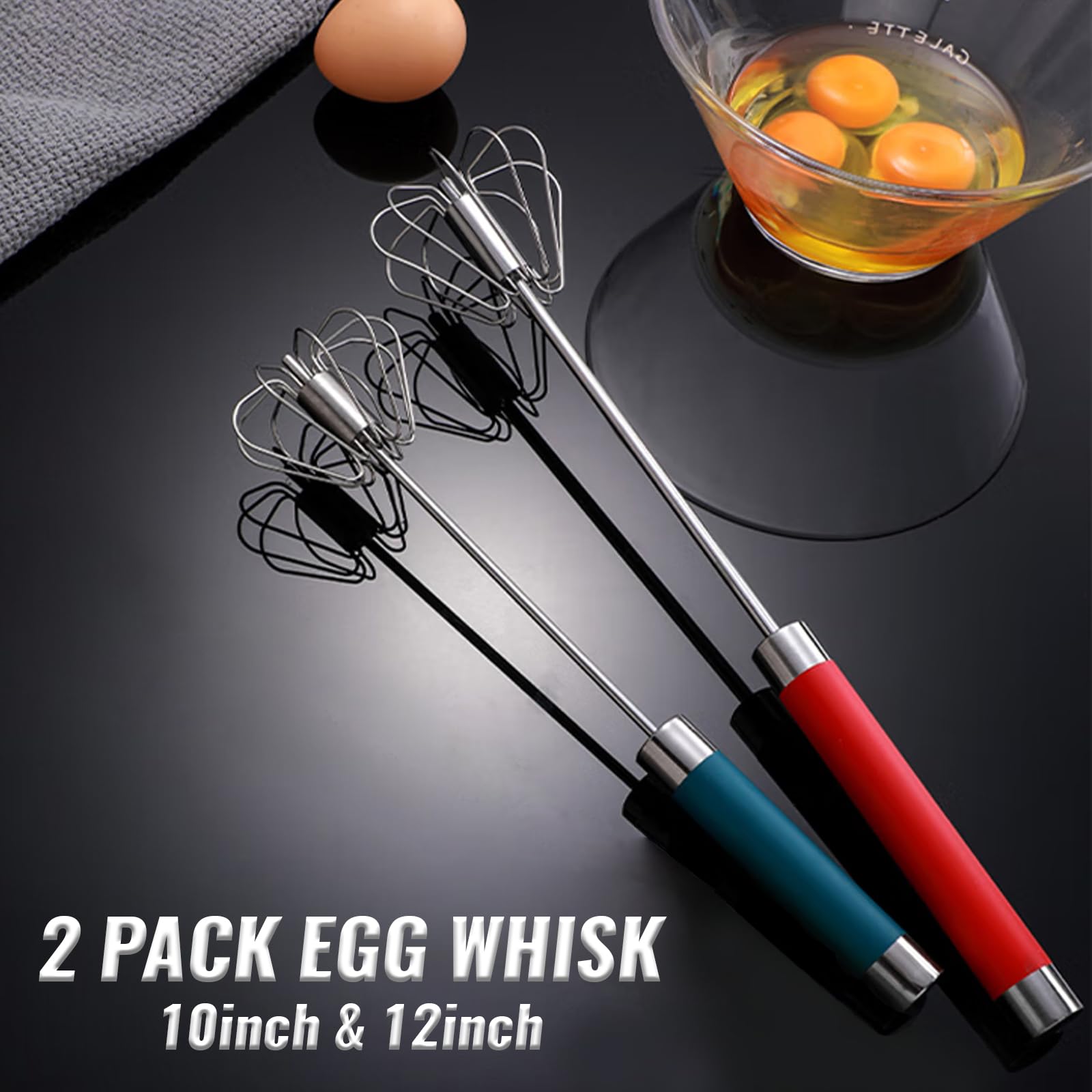 Frusta manuale in acciaio inox con 2 teste di miscelazione, lavabile in lavastoviglie, comoda impugnatura, per casa, ristorante, panetteria