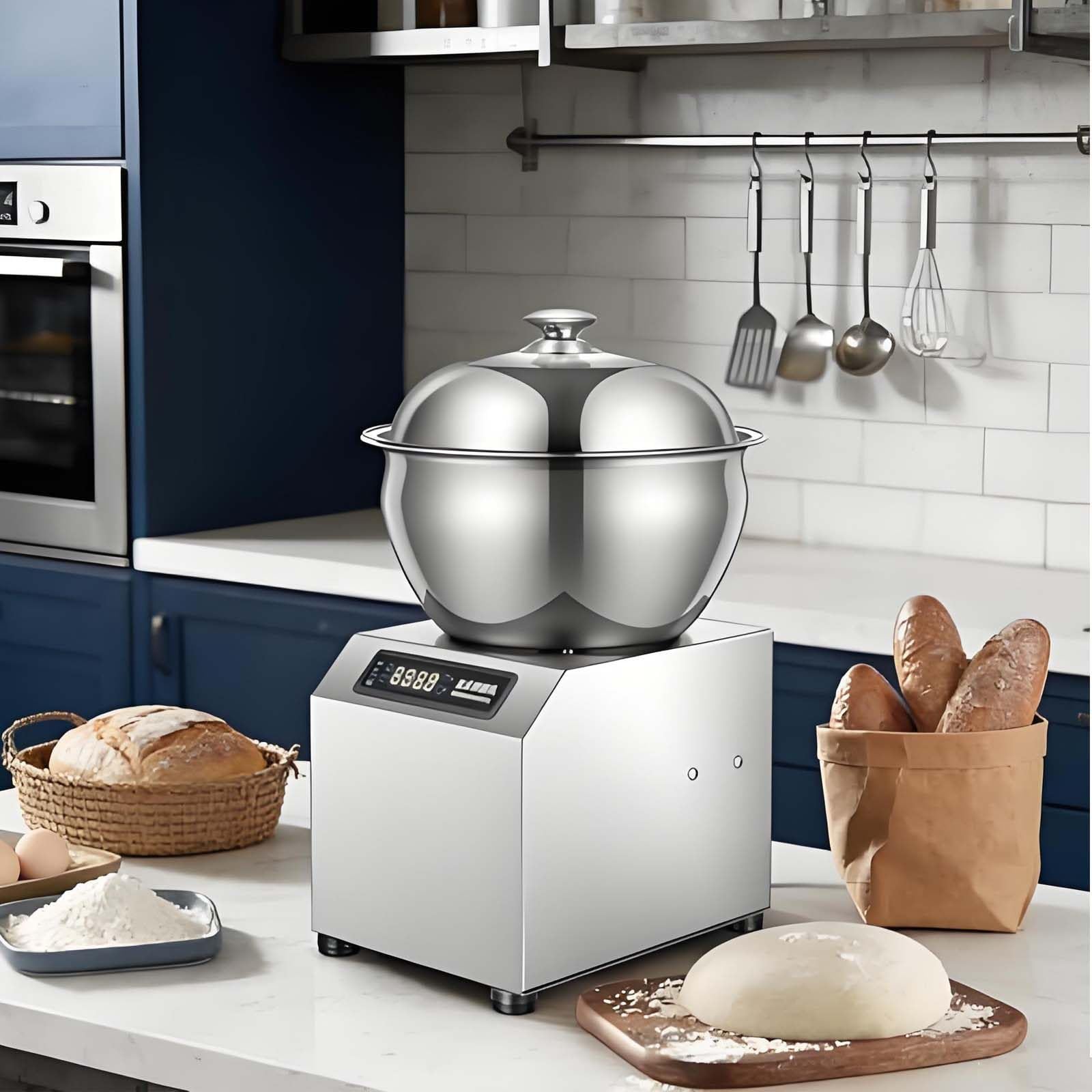 GUTYGIO 5kg/8kg Large Capacity Flour Mixing Machine with 30-Minute Timer,1500W/1800W Dual Rotating Dough Kneading Machine with Dual Rotation for Flour Bread Pizza Dough 5KG